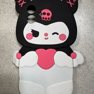 Cute Black & White Character Phone Case with Pink Accents